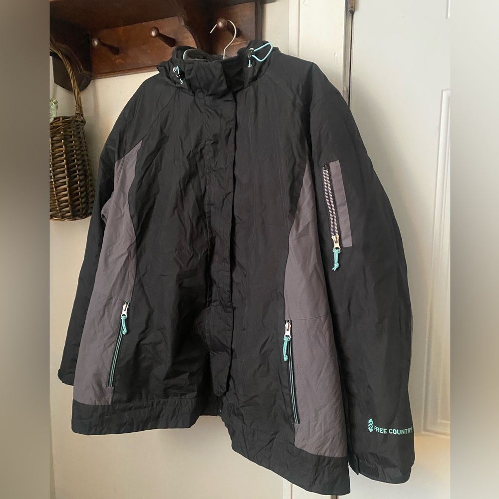 Free Country Charcoal and Black Jacket with mint Details